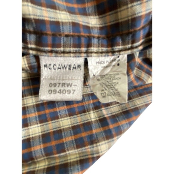Vintage 1999 Rocawear 3XL Plaid Button Up Shirt Brown Embroidered Back Y2K R+ - Picture 7 of 15